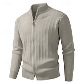 preiswerte Herren Strickjacke-Herren Strickjacke Kurzer Pullover Reißverschluss-Pullover Strickpullover Gerippt Stricken Normale Oberteile Reißverschluss Einfach Stehkragen Mode Klassisch Urlaub Alltagskleidung Bekleidung Herbst
