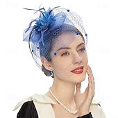 abordables Fascinadores-Fascinators Pluma Boda Vintage Con Gorra Celada Sombreros