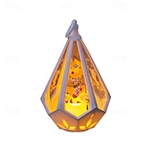 abordables luces navideñas interiores-1 pieza 16 * 9,6 cm luz de vela iluminada LED navideña, linterna de mano, luz de adorno de decoración de mesa de reunión interior y exterior, luz colgante de luz de viento lr1130 * 3 baterías