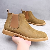 economico Stivali Chelsea-stivali chelsea da uomo color cachi, stile casual e leggero alla caviglia con soffietti elastici, per l'ufficio, le uscite del fine settimana e il comfort quotidiano