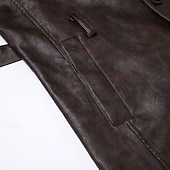 economico Trench da uomo-Per uomo Trench in finta pelle Cappotto da marinaio Trench Vacanza Quotidiano Primavera Autunno PU Antivento Capispalla Abbigliamento Moda Classico Semplice Tasca Bavero Monopetto