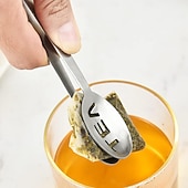 baratos Utensílios &amp; Aparelhos de Cozinha-Espremedor de saquinhos de chá de aço inoxidável, suporte para saquinhos de chá, clipe para filtro, colher para saquinhos de chá, pinça para saquinhos de chá para chá a granel, pegador de cubos de