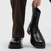 preiswerte Kleiderstiefel-Herrenstiefeletten aus braunem Kunstleder – klassische Reißverschlussstiefel für den Winter, das Business und formelle Anlässe