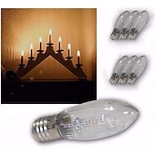 baratos Lâmpadas LED em Forma de Vela-Lâmpadas LED E10 branco quente 10-55 V, adequadas para 17 V, 34 V, 55 V, 0,2 W para arco de vela, arco de vela, luzes de fadas, topo de vela cônico, 2700 K, 10 peças