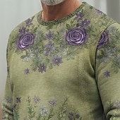 preiswerte 3D-Sweatshirts für Herren-Herren Boho Paisley Damast Blumen / Pflanzen Pullover Sweatshirts Langarm Sweatshirt Rundhalsausschnitt Vintage-Retro Druck Ferien Ausgehen Festival Druck Herbst Winter