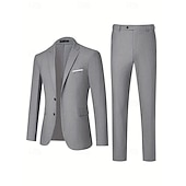 preiswerte Business-Anzüge-Herren Hochzeit Geschäft Business-Anzüge Gekerbtes Revers Schwarz Dunkelblau Formell Einfarbig Figurbetonter Schnitt 3-teilig
