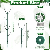 Недорогие аксессуары для ухода за растениями-10 опор для растений, опоры для комнатных и уличных растений. 11-дюймовые опоры для растений с 20-метровыми подвязками, 5-метровые наклейки для вьющихся растений в горшках.