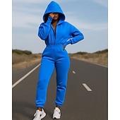 abordables Chándales-Mujer Sudadera con capucha de una pieza Conjuntos de mono Otoño Cerrar Color sólido Trajes de Yoga Blanco Verde Ejército Senderismo Vocación Al Aire Libre Manga Larga Deporte Ropa de Deporte