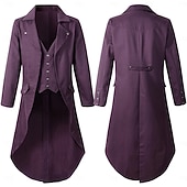 preiswerte Oberbekleidung-Mittelalter Renaissance Steampunk Mantel Smoking Frack Vampir Adliger Kostüm Männer Ebenezer Scrooge Elf Halloween Karneval Aufführung LARP Ren Faire Erwachsene Mantel Weihnachten