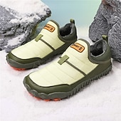 abordables Botas de invierno y nieve-Botas de nieve cálidas de invierno sin cordones para hombre con suela antideslizante, diseño acolchado informal para caminar al aire libre, viajar en climas fríos y uso diario.