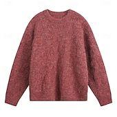 preiswerte Herrenpullover-Herren Pullover Strickpullover Gerippt Stricken Normale Oberteile Gestrickt Einfach Rundhalsausschnitt Mode Basic Urlaub Alltagskleidung Bekleidung Herbst Winter Rote Grün M L XL