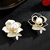 preiswerte Anstecker und Broschen-Broschen Klassisch Blume Mode Niedlich Brosche Schmuck Schwarz Weiß Für Hochzeit Party Geschenk Verlobung Abschlussball Festival