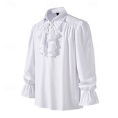 Недорогие Топы-Ретро Средневековый Эпоха возрождения Необычные костюмы Рубашка Пираты Викинг Маскарадный костюм Муж. Пираты Хэллоуин Карнавал Выступление РИЖД Рен Фэйр Взрослые Рубашка