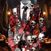 Χαμηλού Κόστους Halloween εξωτερικά ρούχα-Ανδρικά Νεκροκεφαλές Τριαντάφυλλο Μπουφάν μπλέιζερ Παλτό Άνετο Αναπνέει Καλλιτεχνικό Γκόθικ Καθημερινό Πάρτι Καθημερινά Φεστιβάλ 3D εκτύπωση Κουμπιά Πολλαπλή τσέπη