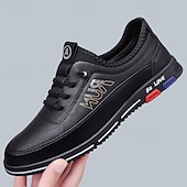baratos Sapatos Casuais com Cadarço-Tênis confortáveis masculinos de couro sintético marrom – calçados antiderrapantes e acolchoados para atividades ao ar livre, para caminhadas, trabalho e uso diário