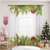 billiga Julkök-1 st ny julserie transparent gardin, 3D digitaltryckt stångficka fönstervoile, sovrum &amp;vardagsrumsdekoration, direkt från fabriken