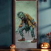 ハロウィーンのドアカバー、ゾンビグリーンのホラータペストリー、身も凍るような暗いアンデッドのフィギュア、屋内屋外の装飾用の不気味で怖いドアカーテン お買い得  ハロウィンのドアカバー-ハロウィーンのドアカバー、ゾンビグリーンのホラータペストリー、身も凍るような暗いアンデッドのフィギュア、屋内屋外の装飾用の不気味で怖いドアカーテン