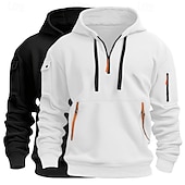 abordables Hoodie Tactique-Homme Sweat à capuche Sweat à capuche quart zippé Sweat à capuche tactique Kaki + Noir Gris clair + bleu Gris foncé + Noir Blanc + Gris clair Vin+Noir À capuche Uni Fermeture éclair Sport &amp; Loisir