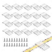 ieftine Accesorii LED-10 buc 20 buc cleme transparente pentru benzi luminoase autoadezive cu șuruburi, suport de montare, cleme de fixare puternice cu LED-uri și șuruburi pentru benzi luminoase de 0,39 in/10 mm lățime,