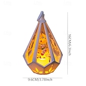 abordables luces navideñas interiores-1 pieza 16 * 9,6 cm luz de vela iluminada LED navideña, linterna de mano, luz de adorno de decoración de mesa de reunión interior y exterior, luz colgante de luz de viento lr1130 * 3 baterías
