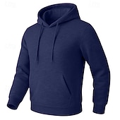 abordables Sweat à capuche en polaire-Homme Sweat à capuche Sweat à capuche en polaire Sweat à capuche doublé en polaire Noir Blanche Jaune Rose Claire Vert Véronèse À capuche Uni Poche kangourou Sport &amp; Loisir Occasionnel Quotidien
