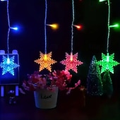 cheap Plug-in High Voltage Lights-96LED Snowflake Curtain Lights 3.5m 8 Modes Lighting for Thanksgiving New Year Valentine's Day Home Balcony Living Room Garden Porch Atmosphere Decoration