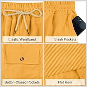 cheap Casual Shorts-Men's Shorts Summer Shorts Casual Shorts Corduroy Shorts Drawstring Pocket Elastic Waist Plain Comfort Breathable Short Outdoor Vacation Sport Casual Navy Blue