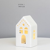 abordables 123496-Veilleuse LED électronique creuse en céramique blanche pour Noël, luminaire décoratif d&#039;intérieur, idéal pour un salon, une chambre à coucher, une cuisine, un bureau ou un bureau, avec 3 piles LR44