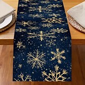 billiga julmattor och julmattor-Jul Linneduk Högtids Tecknad Jultomte  Snöflinga Tryck Duk Matbord Dekor Vardagsrum  Bänkskiva Festlig Dekoration
