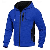 abordables Hoodie Tactique-Homme Sweat à capuche Sweat à capuche zippé intégral Sweat à capuche en polaire Sweat à capuche tactique Noir Blanche Vert Véronèse Rouge Bordeaux bleu marine À capuche Uni Fermeture éclair Sport