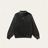 economico felpe con cappuccio da uomo di base-Per uomo Maglia Felpa con zip corta Nero Verde militare Verde scuro Grigio Mezza zip Semplice Sport &amp; Outdoor Quotidiano Ferie Cotone Streetwear Essenziale Casual Primavera Autunno Abbigliamento