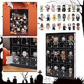 お買い得  ハロウィンの吊るし飾りとテーブルトップ装飾-ハロウィンアドベントカレンダー ホラー映画 2025、ハロウィンカウントダウンカレンダー 2025 子供と大人向け クラシックドール コレクターフィギュア 24個付き、プレクリスマスドール