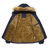 cheap Men&#039;s Downs &amp; Parkas-Men&#039;s Winter Coat Fleece Jacket Parka Pocket Fleece Polyster Vacation Daily Wear Date Regular Fashion Casual Comfortable Thermal Warm Fall Winter Solid / Plain Color Black Khaki Dark Blue Puffer