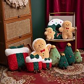 economico Biancheria da Letto di Natale-nuovo regalo di Natale - simpatico pupazzo di peluche a forma di omino di pan di zenzero &amp;cuscino a ciambella, decorazione per la casa delle feste, ornamento imbottito