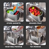 halpa Isot ja pienet matkalaukut-ruostumattomasta teräksestä valmistettu viemärisuodatin, keittiön viemärisuodatin rei'itetyllä verkolla, kestävä soikea monitoiminen astianpesukone ruokajätteen suodattamiseen ja hedelmien tai