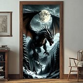 Недорогие Настенные гобелены-Гобеленовое покрытие для двери, наружные баннеры, дракон, 3D фэнтези, спальня, гостиная, общежитие, комната для подростков, украшения для студенческого общежития, фон для двери