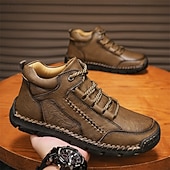 baratos Botas de cano curto-Botas de caminhada masculinas marrons com sola durável – calçados casuais versáteis para atividades ao ar livre, caminhadas e aventuras de fim de semana