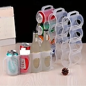 お買い得  キッチン用品＆小物-4つのコンパートメントを備えた透明なプラスチック缶収納ボックス、キッチンカウンター、キャビネット、冷蔵庫用のポータブルソーダ缶オーガナイザー、キッチン収納容器とアクセサリー