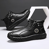 abordables Bottines-Homme Bottes Rétro Marche ancien Quotidien PU Confortable Bottes Mi-Mollet Mocassin Brun foncé Noir Gris Printemps Automne