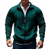 economico Felpa Tattica-Per uomo Felpa con cappuccio Felpa con cappuccio a zip intera Felpa con cappuccio in pile Felpa con cappuccio tattica Nero Bianco Verde militare Rosso Borgogna Colletto Mao Semplice Cerniera Sport