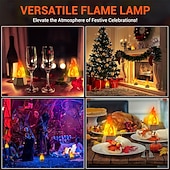 abordables Luces de Navidad-Lámpara de fuego artificial, recargable por USB, velas sin llama con llama parpadeante, luz LED de 3 modos para acampar al aire libre, vacaciones, Halloween, Navidad, Acción de Gracias, decoración de
