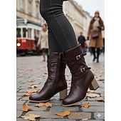 tanie Botki biker-Damskie Botki Luźne buty Rozmiar plus Botki Botki Na zewnątrz Codzienny Botki Botki Sznurowane Wysoki Obcas Masywny obcas Okrągły palec u nogi Zabytkowe Codzienny Styl przemysłowy Skóra PU PU Zamek
