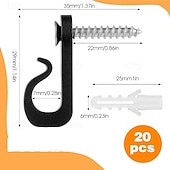 abordables Crochets et fixations-Ensemble de 20 crochets de sécurité en plastique pour lumière - solution de suspension polyvalente pour une utilisation intérieure et extérieure, comprend 20 crochets, 20 vis, 20 tubes, crochets