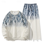 Herren Sweatshirt Trainingsanzug Outfit-Set Rundhalsausschnitt Outdoor Täglich Sport Kordelzug Tasche Druck Schwarz Weiß Rosa Polyester Sportkleidung Mode Streetwear Frühling preiswerte einfache Trainingsanzüge-Herren Sweatshirt Trainingsanzug Outfit-Set Rundhalsausschnitt Outdoor Täglich Sport Kordelzug Tasche Druck Schwarz Weiß Rosa Polyester Sportkleidung Mode Streetwear Frühling