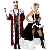 levne Kostýmy pro páry a skupiny-Král srdcová královna Červená královna předvečer Všech svatých Fancy kostým Halloween skupinové kostýmy pro páry Alice in Wonderland Karnevalový kostým cosplay Dospělé Pro páry Pánské Dámské