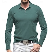 levne Pánské klasické polo-Pánské Golfová košile Golfové polokošile Ležérní Práce Klopa Dlouhý rukáv Základní Moderní Bez vzoru Knoflíky Jaro Podzim Běžný Černá Bílá Trávová zelená Růžová Světle modrá Šedá Golfová košile