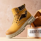 olcso Harci bakancs-Fekete műbőr férfi fűzős csizma vastag talppal és katonai stílussal – tökéletes Harley-Davidson motorosoknak, punk rockereknek, hétköznapi viseletnek és trendi utcai divatnak.