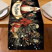 billiga julmattor och julmattor-Jul Linneduk Högtids Tecknad Jultomte  Snöflinga Tryck Duk Matbord Dekor Vardagsrum  Bänkskiva Festlig Dekoration