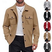economico Giubbotti Casual-Per uomo Giacca Leggera Giacca Cargo Giacca Casual Vacanza Quotidiano Caldo Tasca Primavera Autunno Semplice Moda Classico Bavero Regolare Nero Rosso Cachi Grigio chiaro Grigio scuro Giacca
