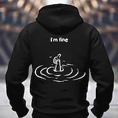 abordables sweats à capuche 3d pour hommes-Hoodie graphique pour homme "Je vais bien" humour sarcastique pouces levés mode de vie à manches longues